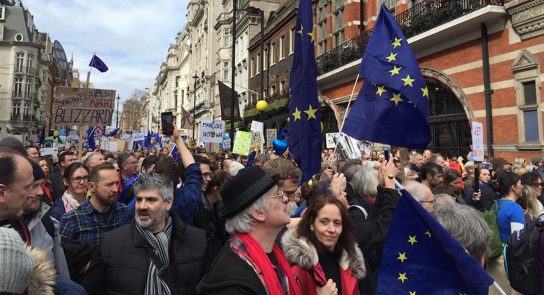 marche brexit londres manifestants
