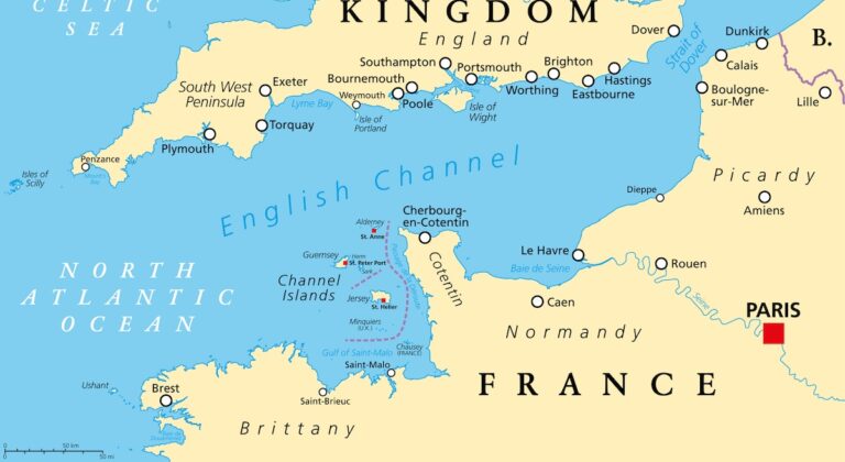Carte avec les îles anglo-normandes